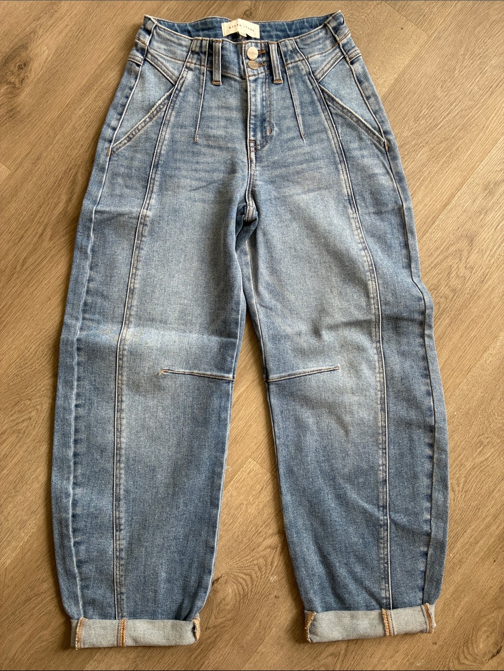 Rise Jeans Relaxed Light Blue Jeans with Front Seam Detail | NWOT